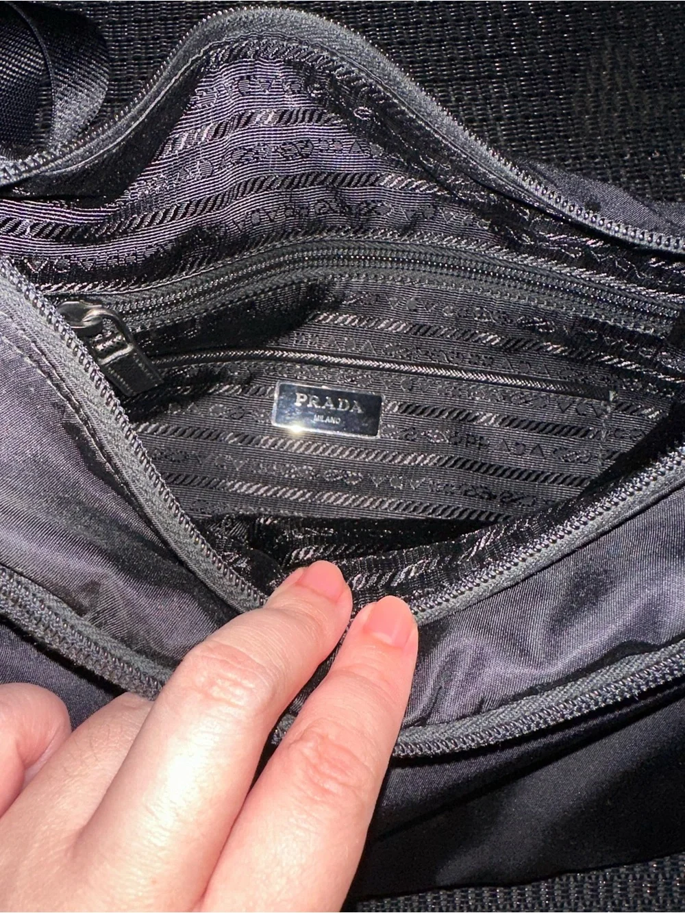 Prada Black Nylon Bag with Detachable Mini Pouch